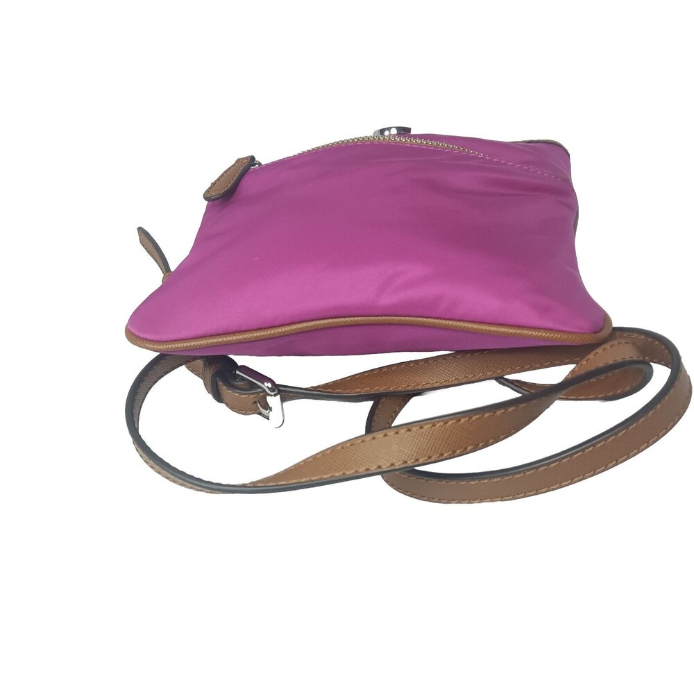 Michael Kors Kempton Bag Zip Pocket Nylon Crossbody Bag Fuchsia Pink SMALL - Picture 6 of 10